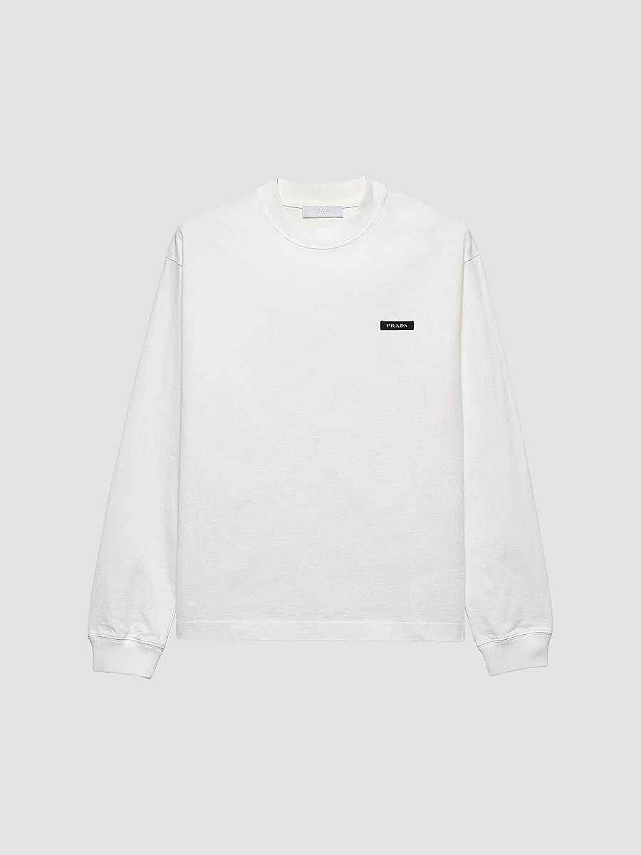 Men's Long-Sleeved Cotton T-Shirt - White - Size Small
