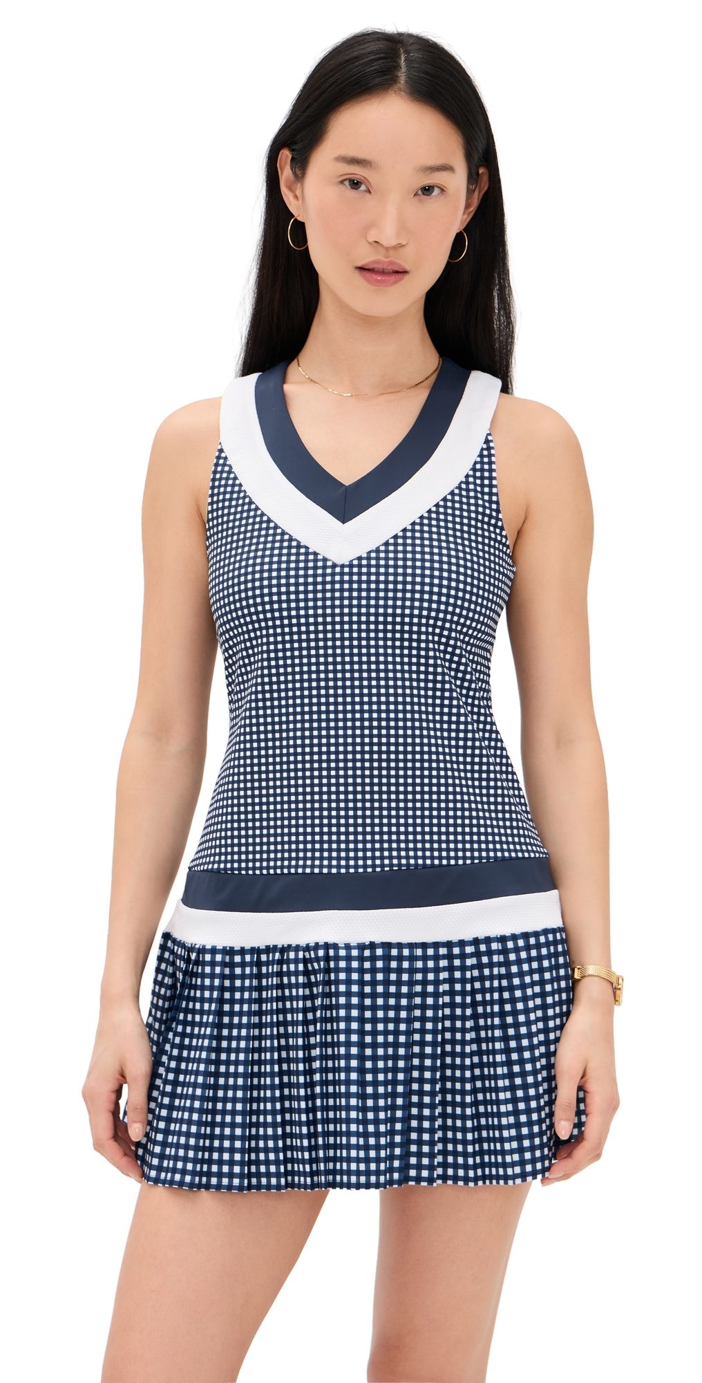 Addison Bay Match Dress Navy Gingham XS