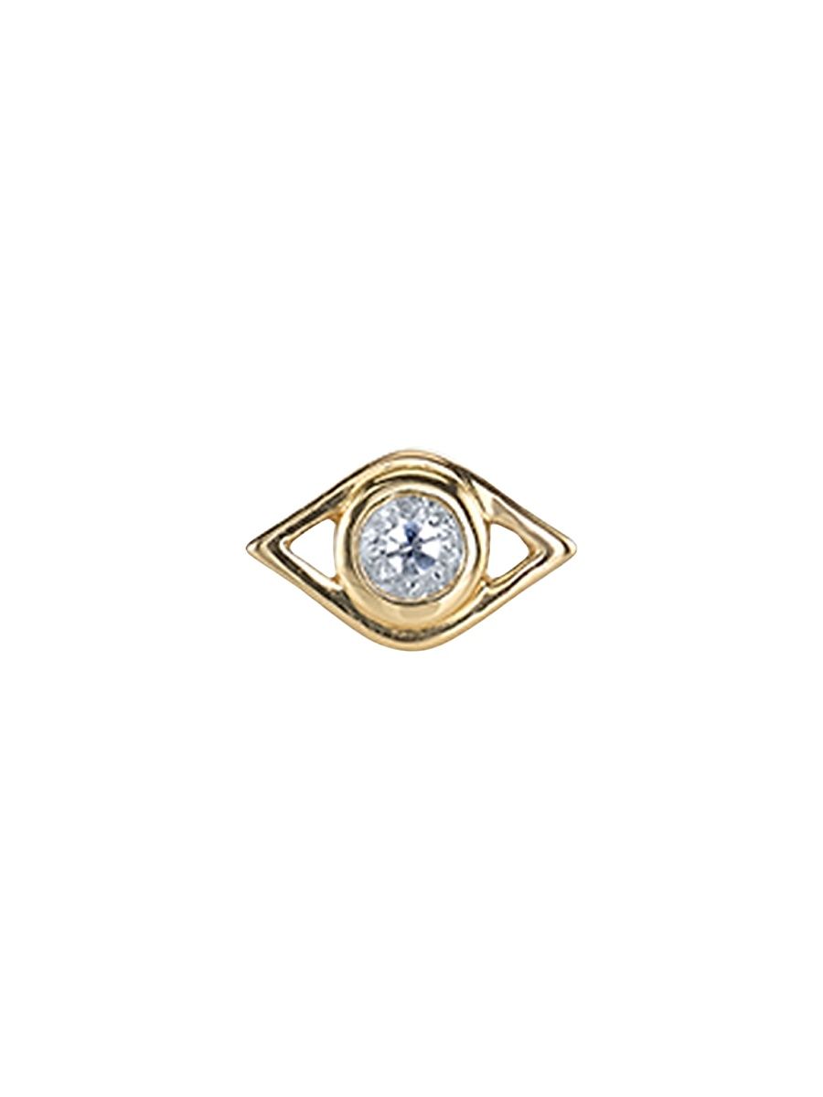 Women's 14K Yellow Gold & 0.03 TCW Diamond Evil Eye Stud Earring - Gold