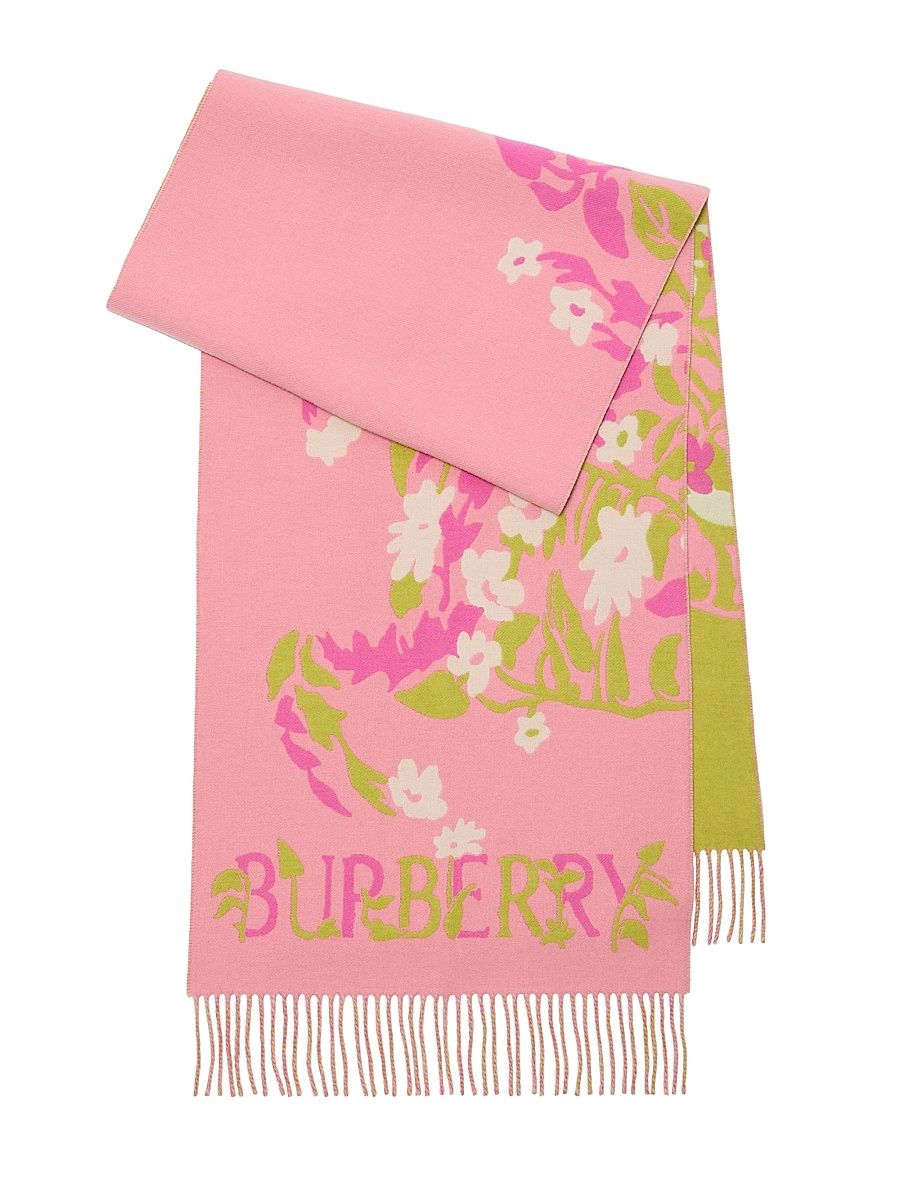 Women's Floral Jacquard Cashmere Scarf - Begonia Pink