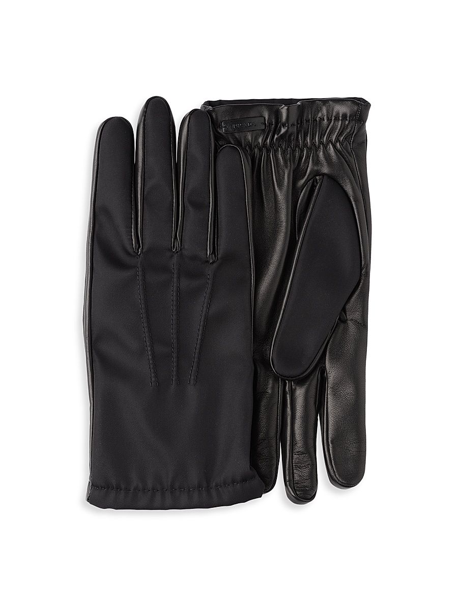 Men's Re-Nylon and Nappa Leather Gloves - Black - Size 8.5