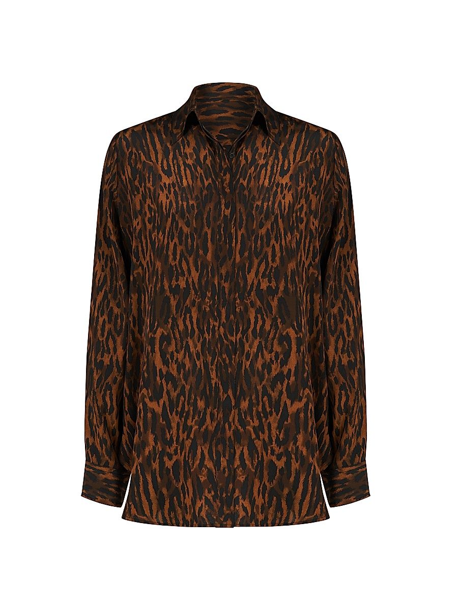 Women's Zora Leopard-Print Crepe de Chine Shirt - Leopard Print - Size 6