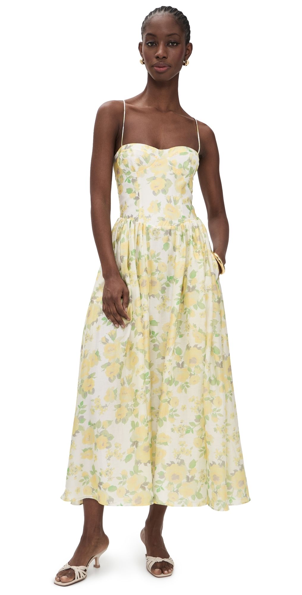 BARDOT Estie Printed Maxi Dress Yellow Floral 10