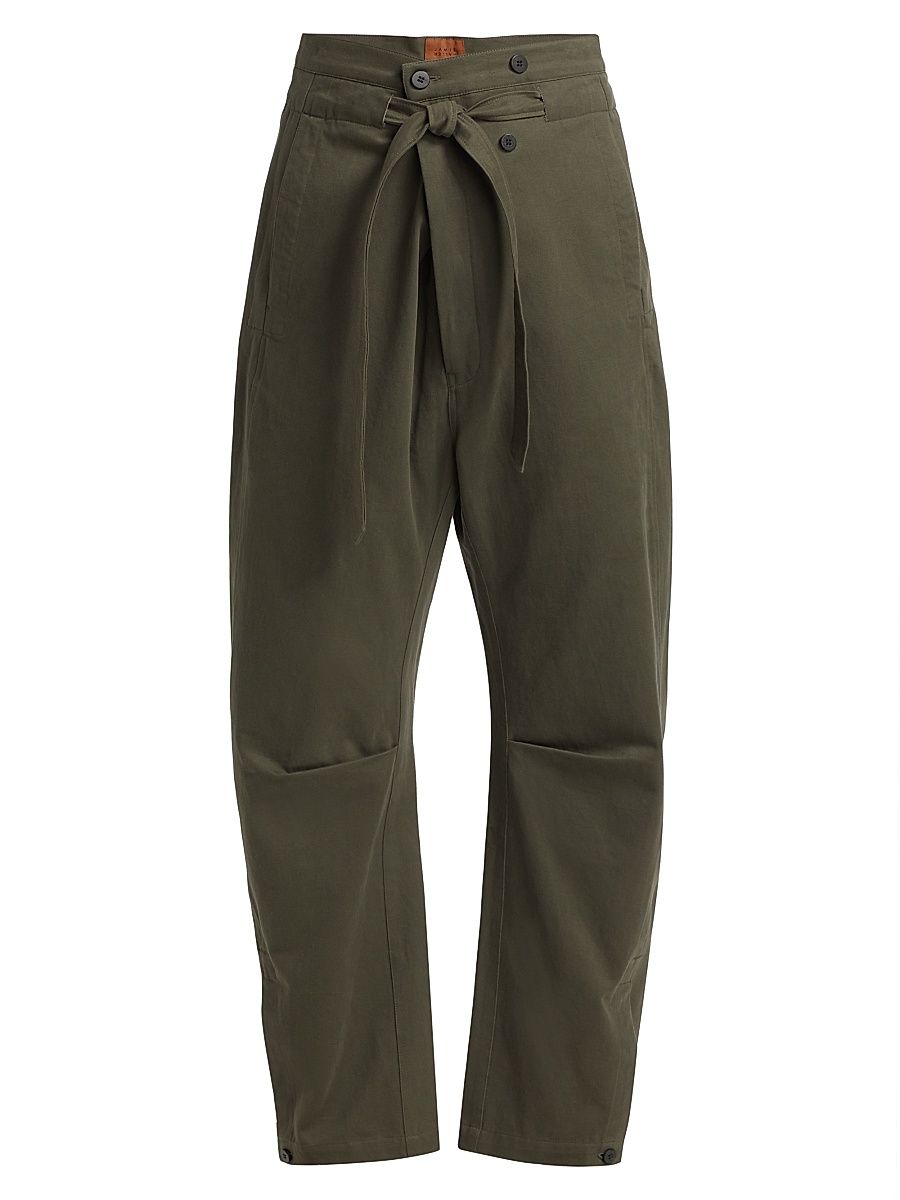 Women's Everything Tie-Waist Barrel-Leg Pants - Olive - Size 12