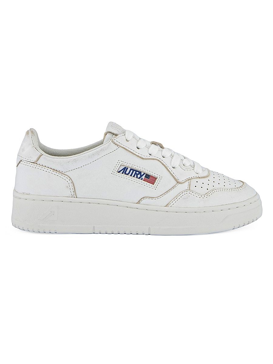 Women's Medalist Leather Low-Top Sneakers - White - Size 11