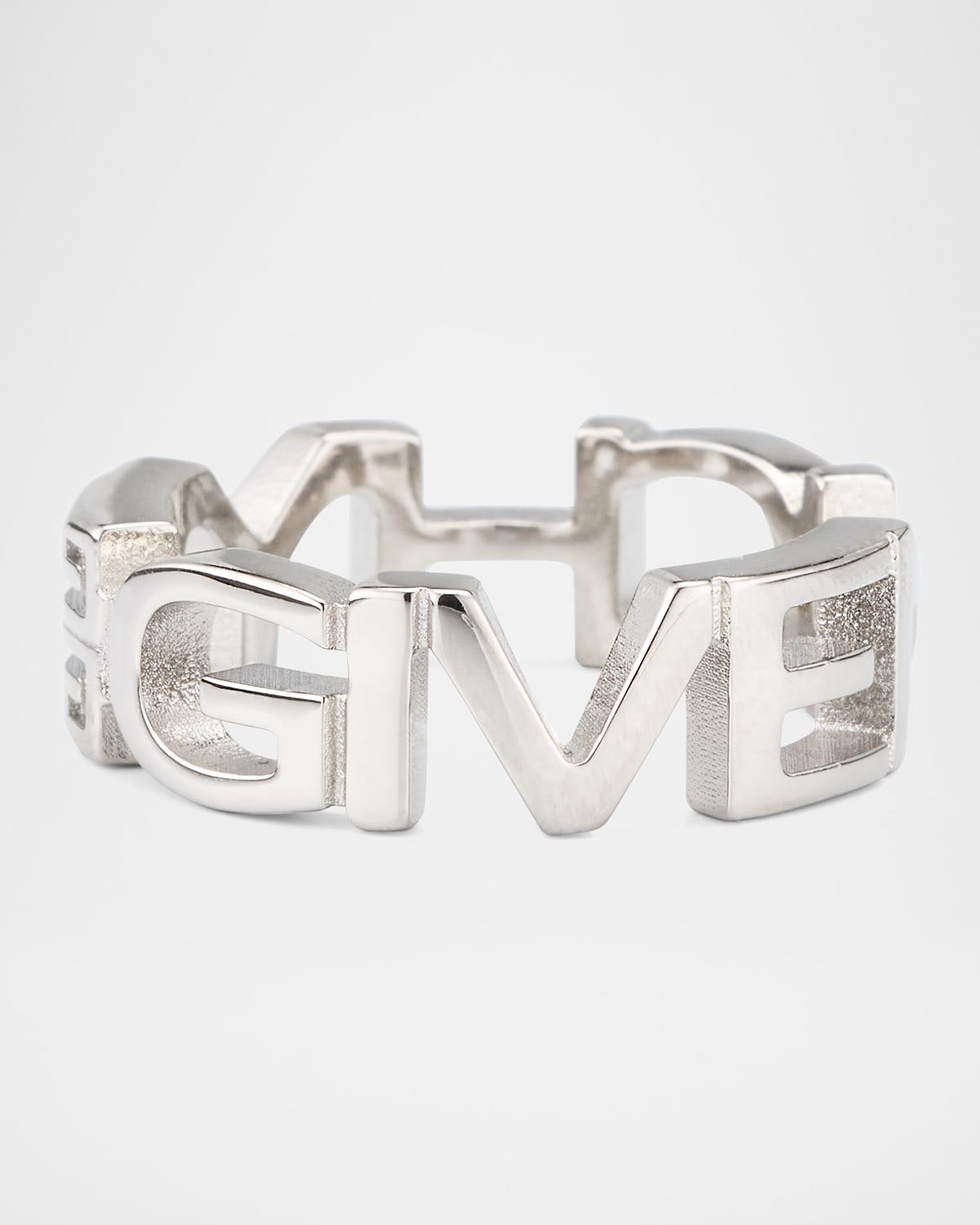 Men & apos;s Logo Letters Silvery Band Ring
