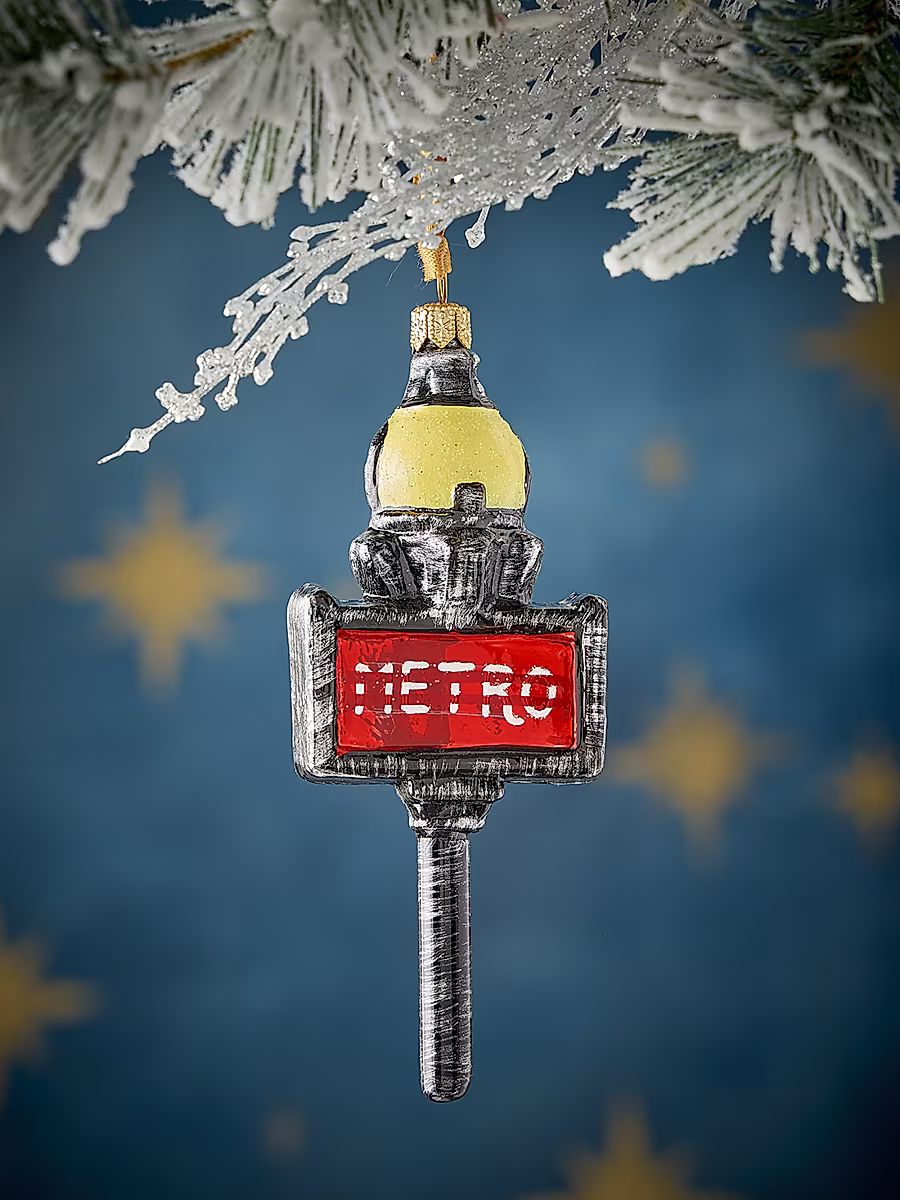 Metro Sign Glass Ornament