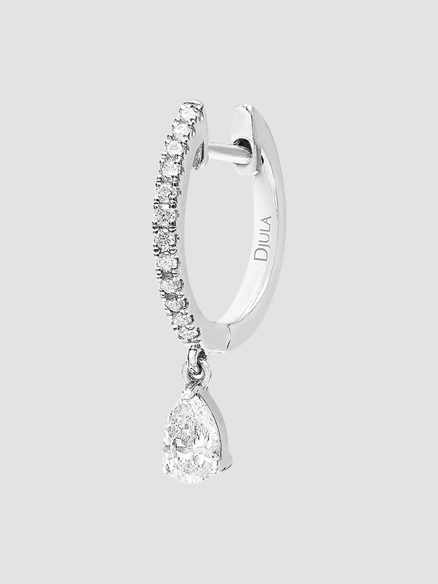 Djula Women's Glam Rock 18K White Gold & Diamond Single Huggie Hoop Earring - White Gold