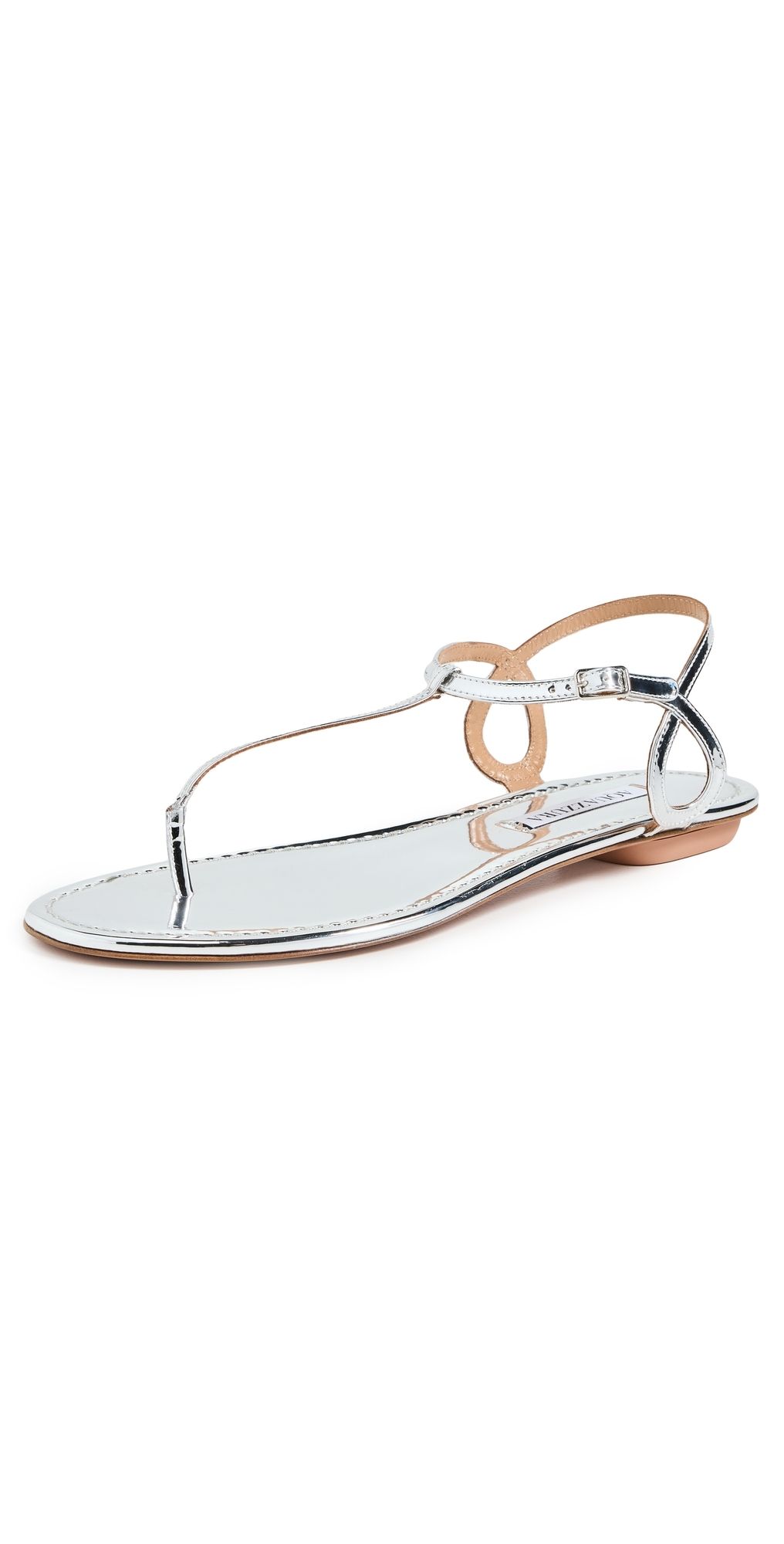 Aquazzura Almost Bare Sandal Flats Silver 37.5