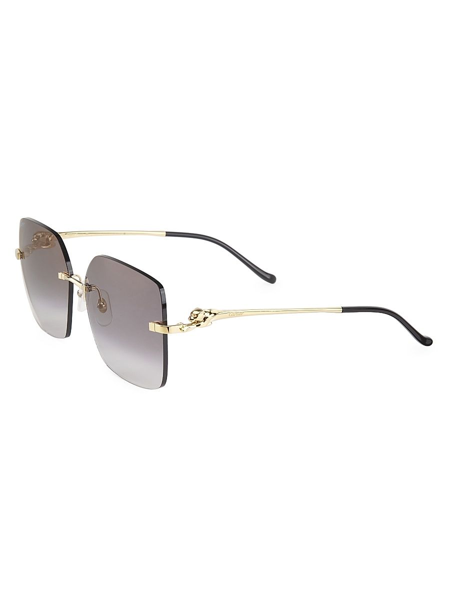 Women's Panthère Classic 24-Carat Gold 60MM Square Sunglasses - Gold