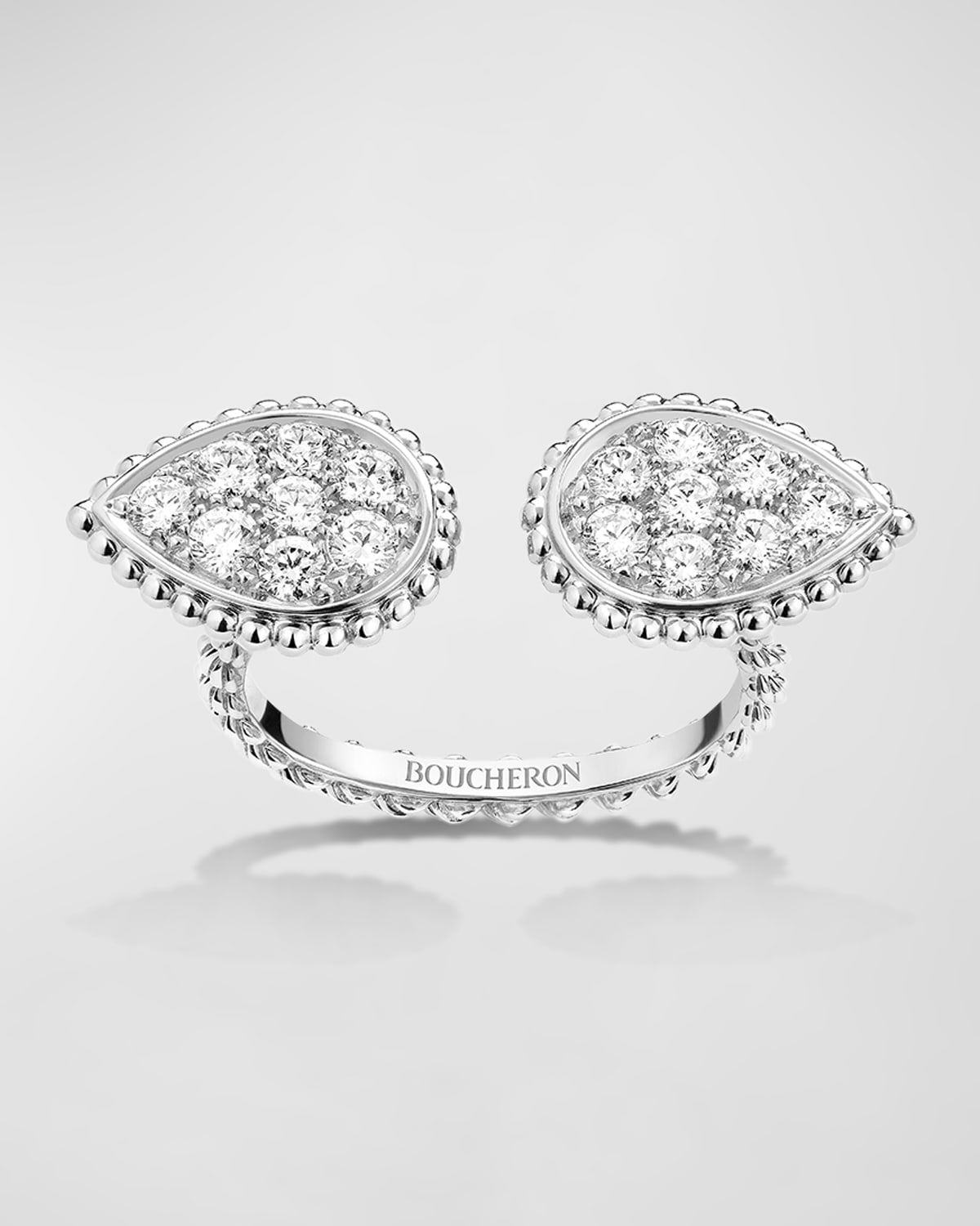 White Gold Serpent Boheme 2-Motif Small Diamond Ring, EU 50 / US 5.25