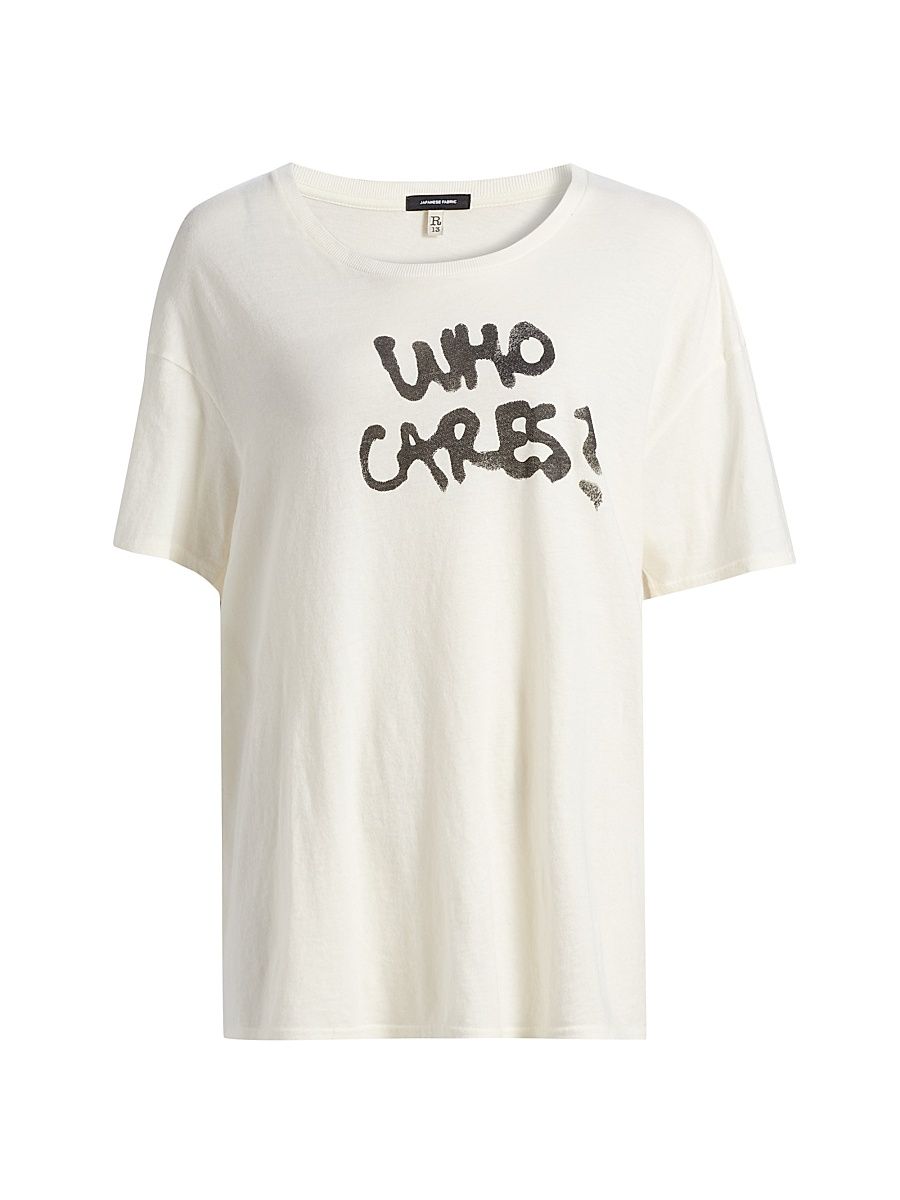 Women's Who Cares Relaxed T-Shirt - Off White - Size XL