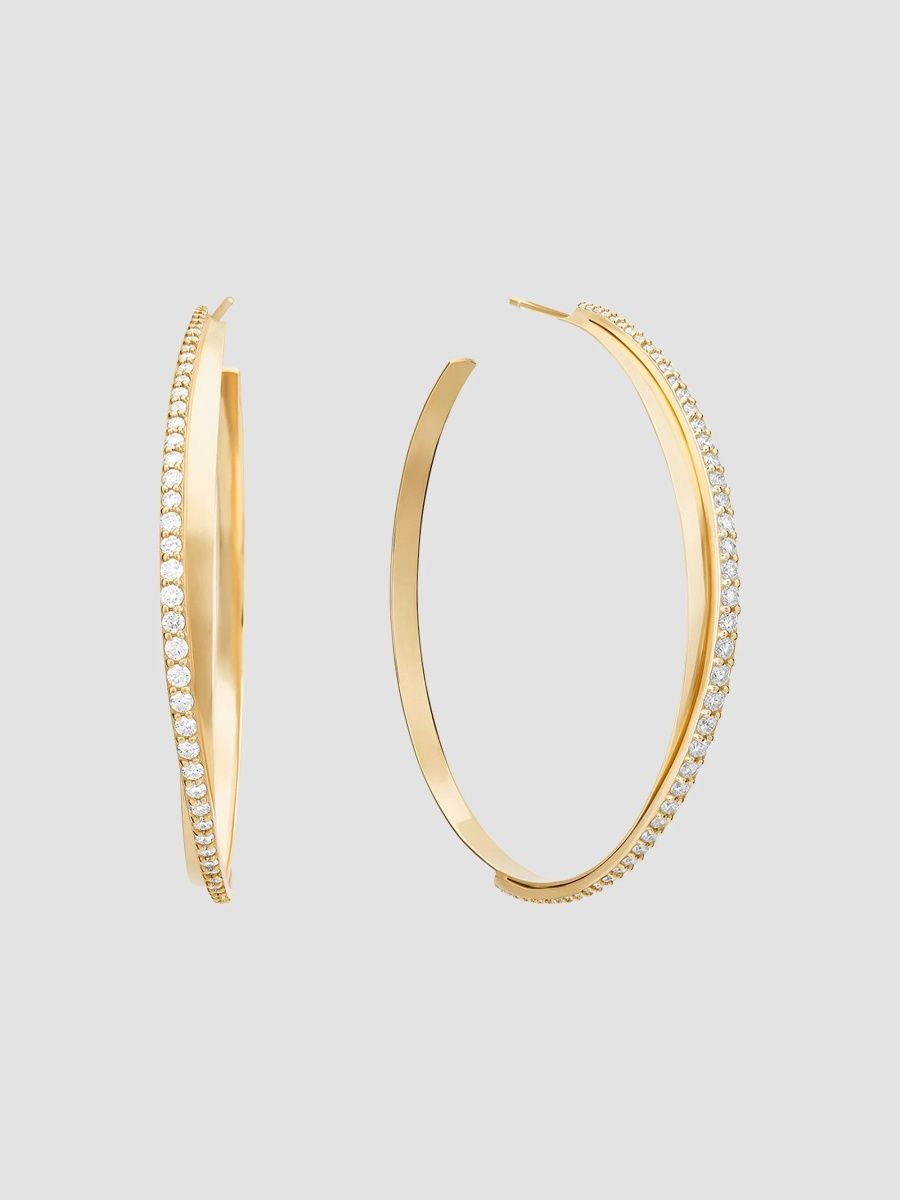 Lana Women's 14K Yellow Gold & 1.55 TCW Diamond Beveled Hoop Earrings - Yellow Gold