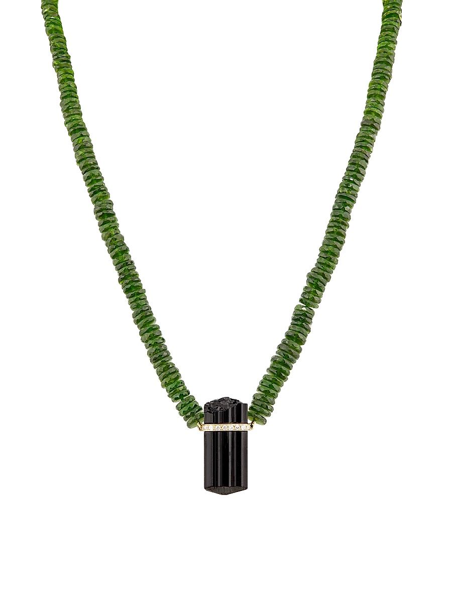 Women's Aurora 14K Yellow Gold & Multi-Gemstone Beaded Pendant Necklace - Green Diopside