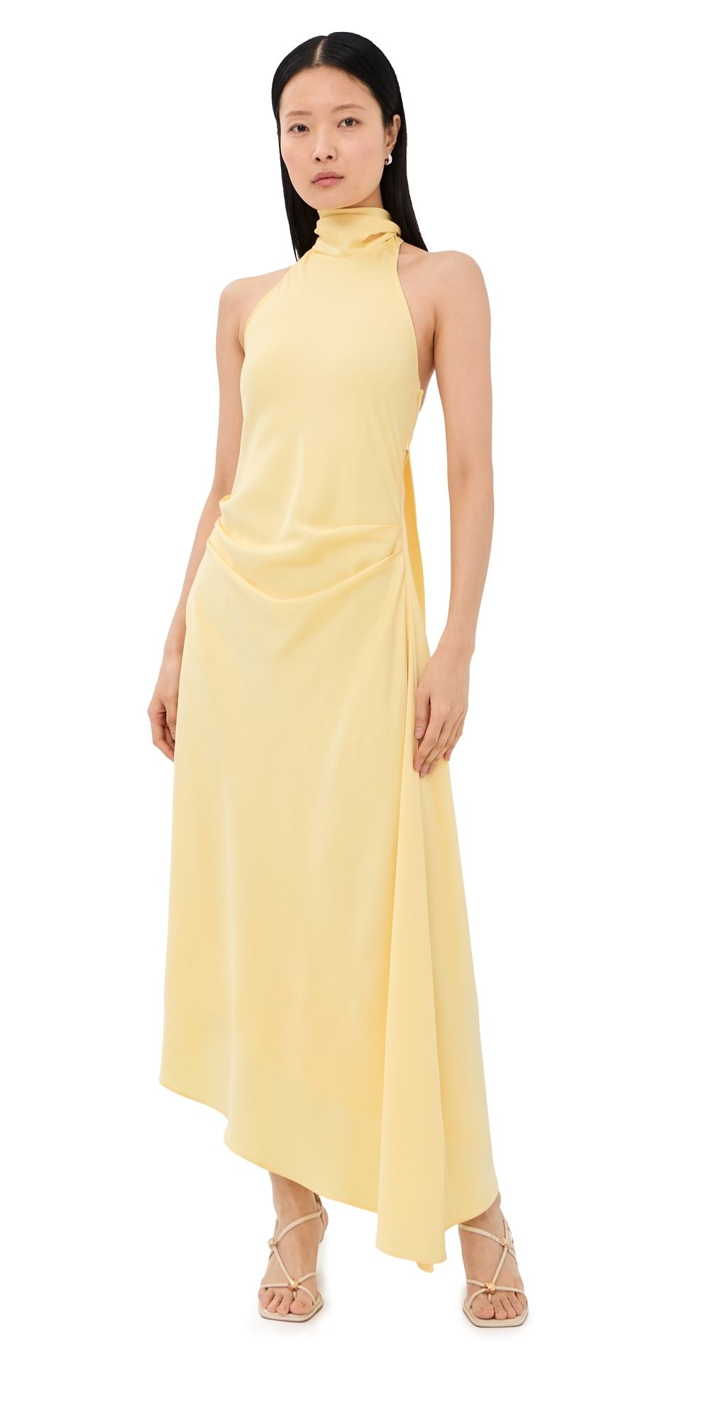 SIMKHAI Monica Satin Midi Dress Buttercream 14