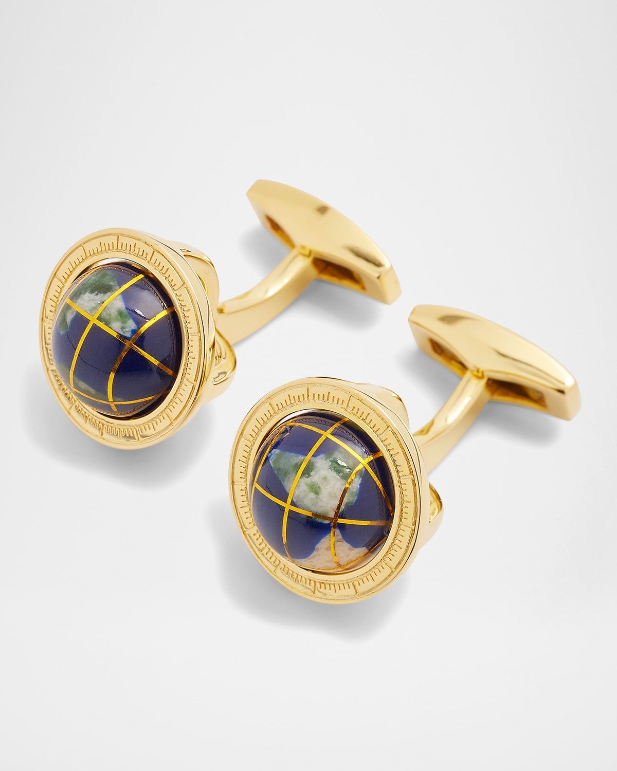 Men & apos;s Lapis Mosaic Globe Cufflinks