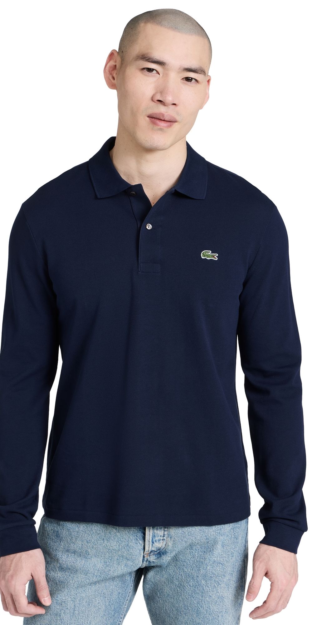 Lacoste Original Long Sleeve Cotton Pique Polo Navy Blue XXL