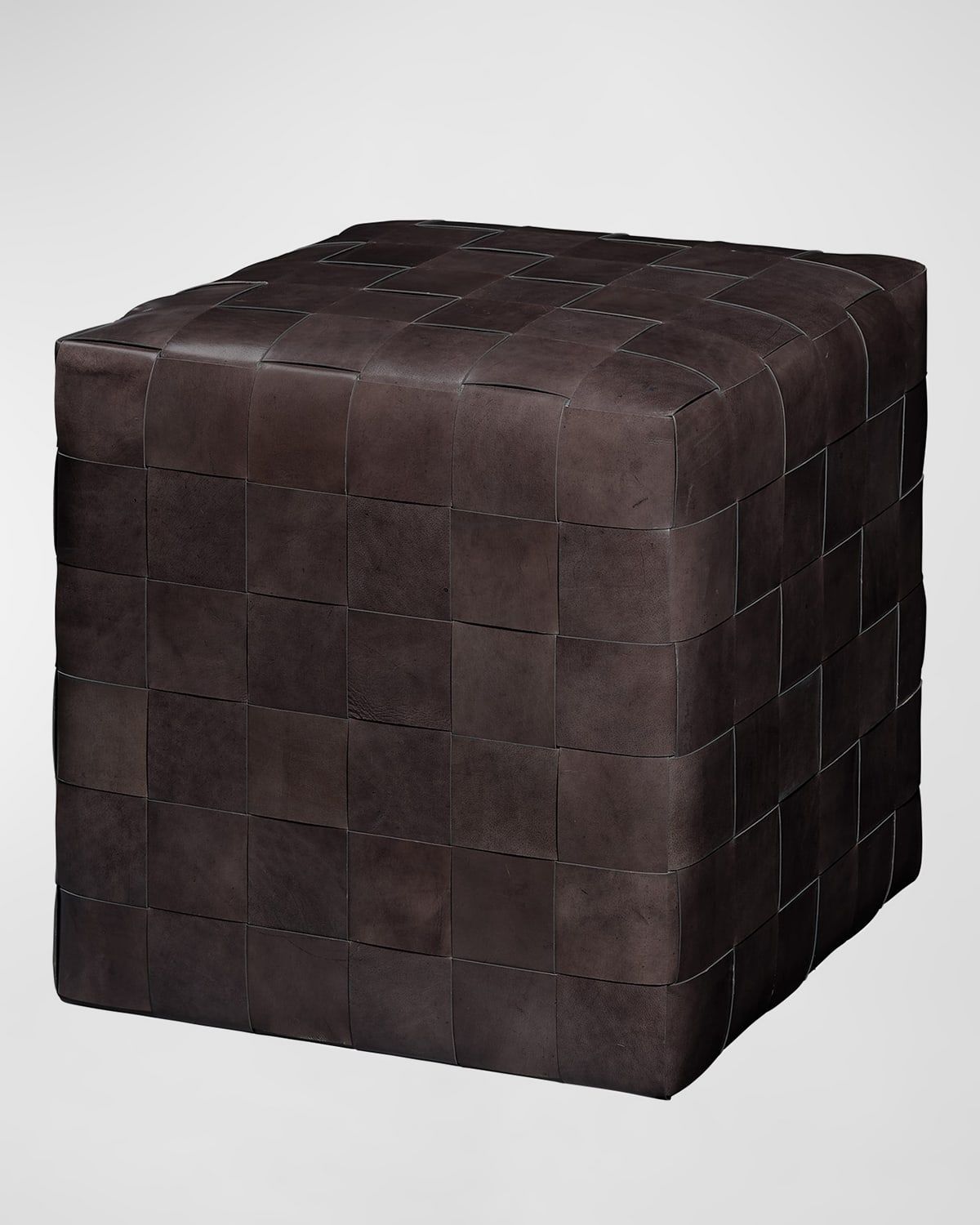 Woven Leather Ottoman