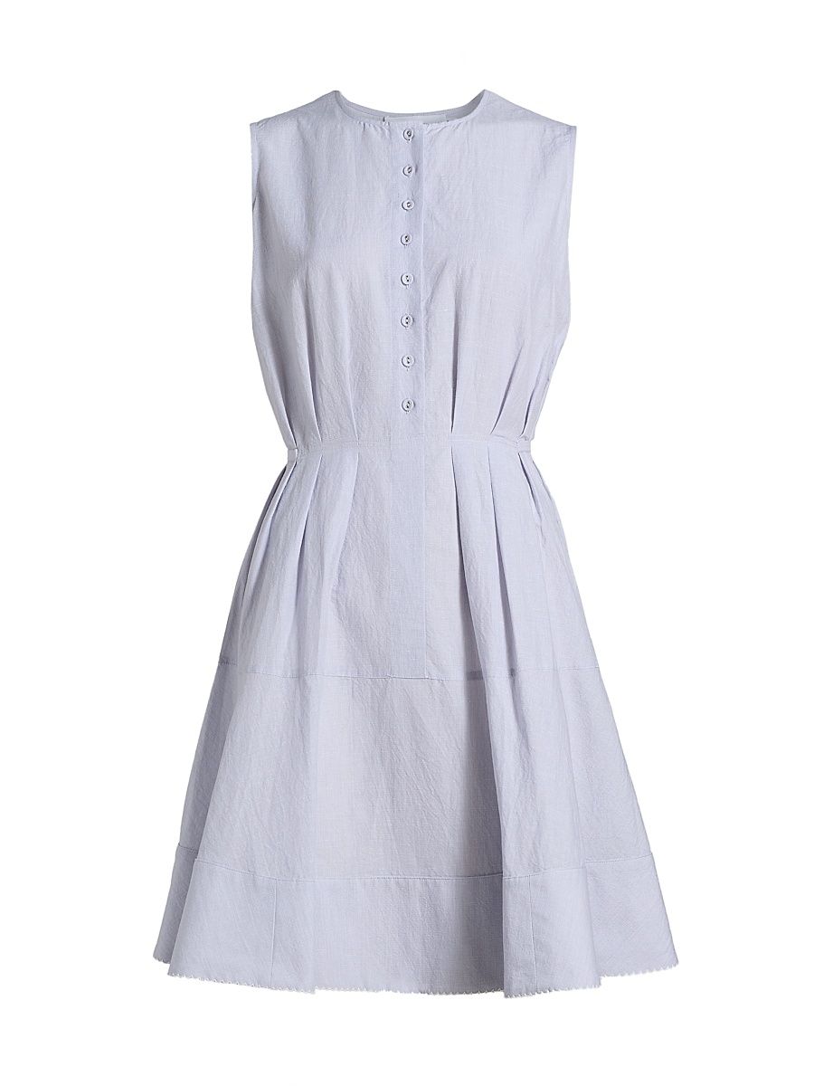 Women's Kenzie Cotton-Linen Minidress - Light Oxford Melange - Size 12