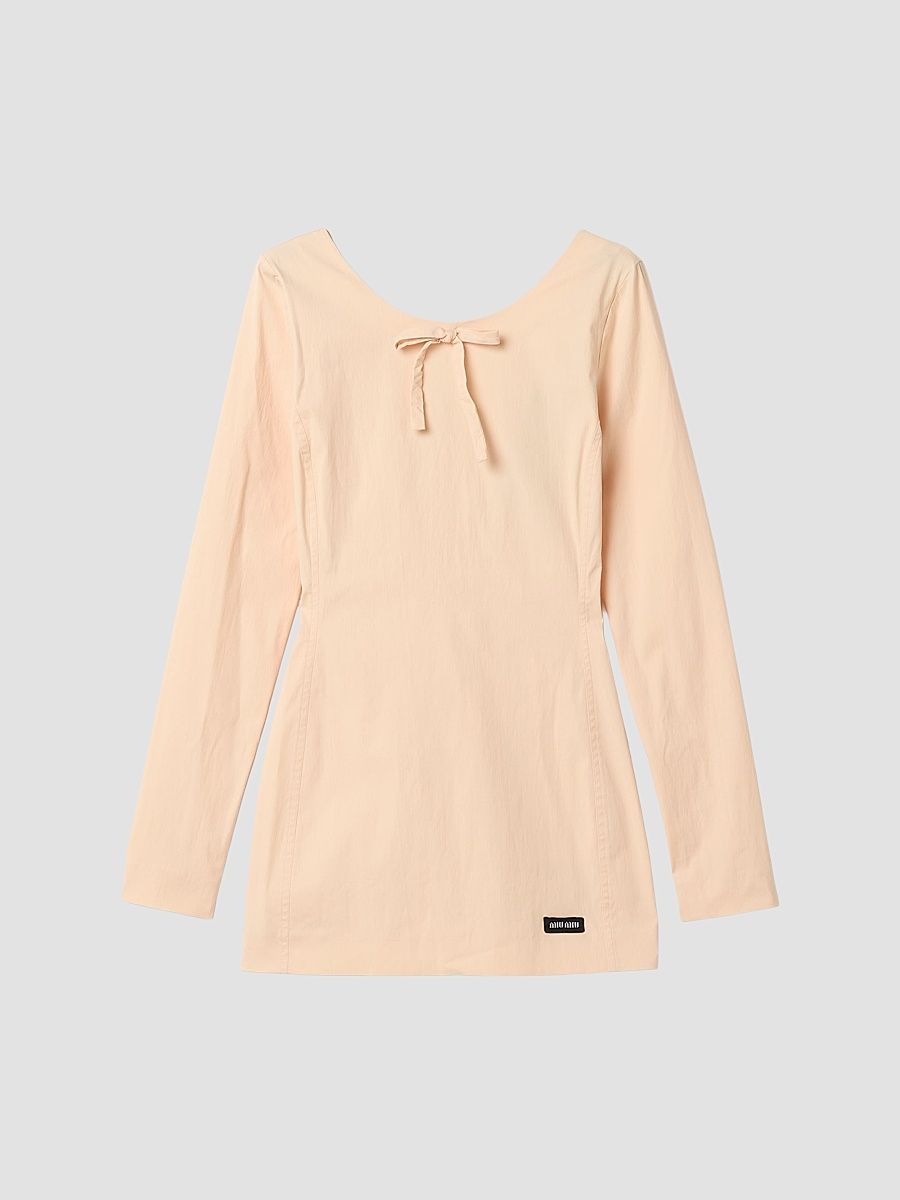 Women's Stretch Poplin Mini Dress - Beige - Size 4