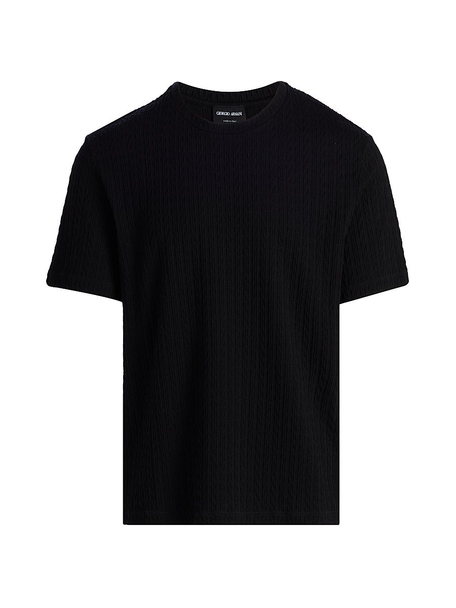 Men's Stretch Jersey Crewneck T-Shirt - Solid Black - Size 40