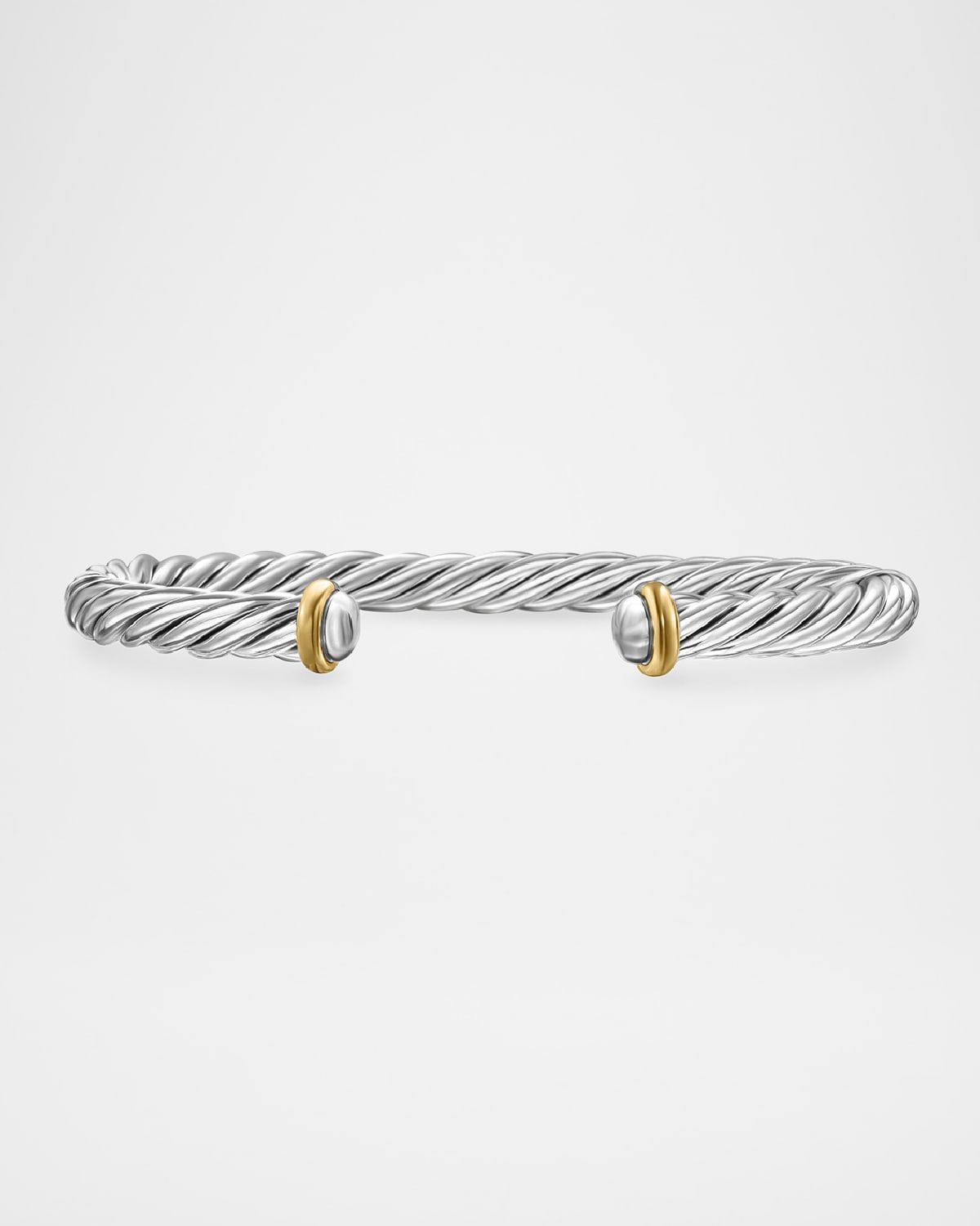 Men & apos;s Cable Flex Cuff Bracelet with Gemstone and 14K Gold in Silver