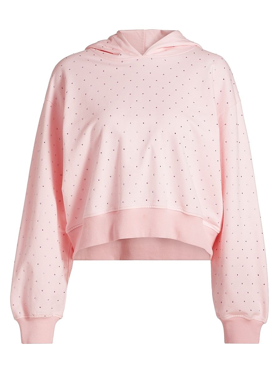 Women's Renae Crystal-Embellished Cotton Hoodie - Sugar Pink - Size XL