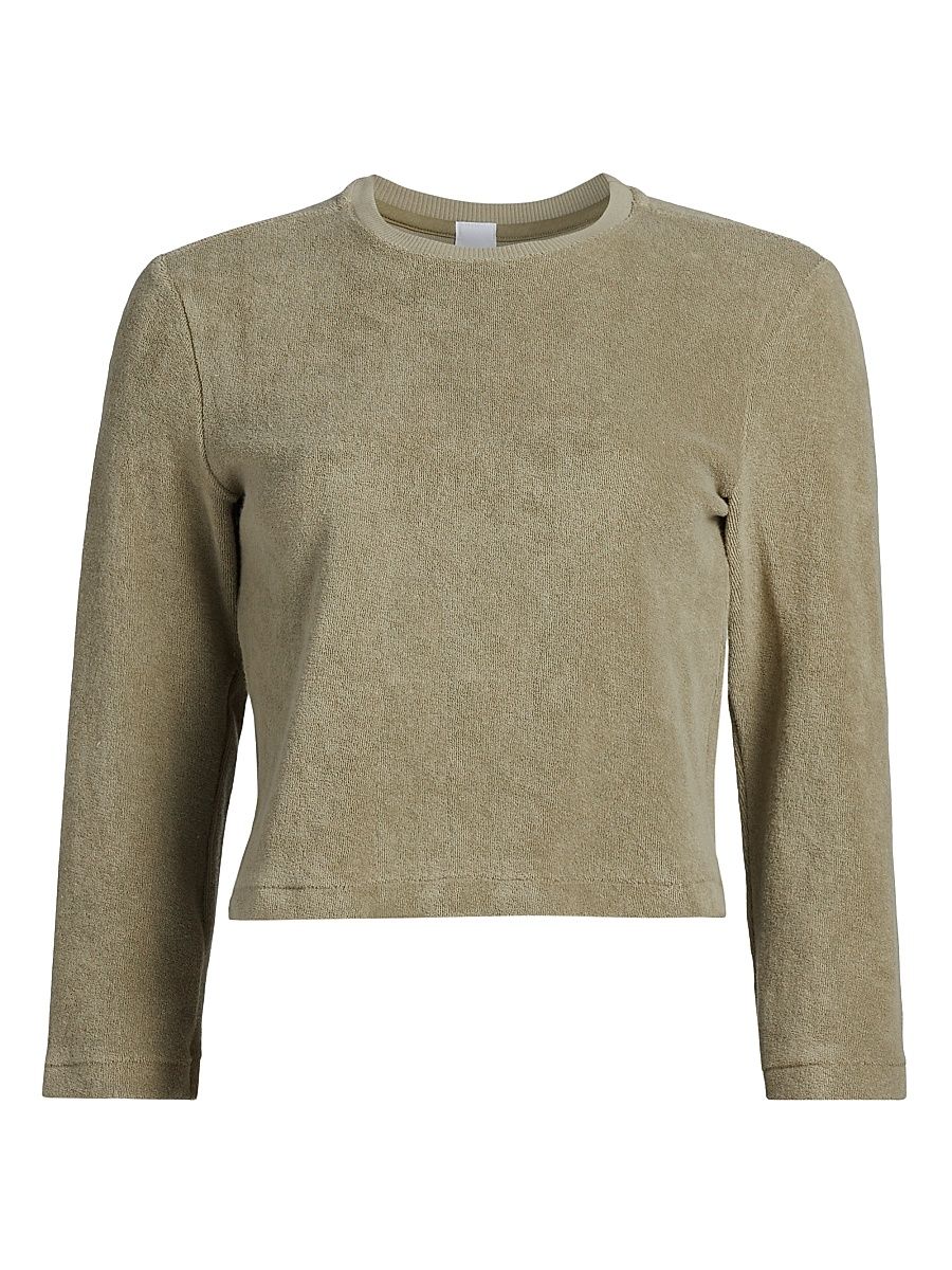 Women's Cotton Terry Boxy-Fit T-Shirt - Olivos - Size Large