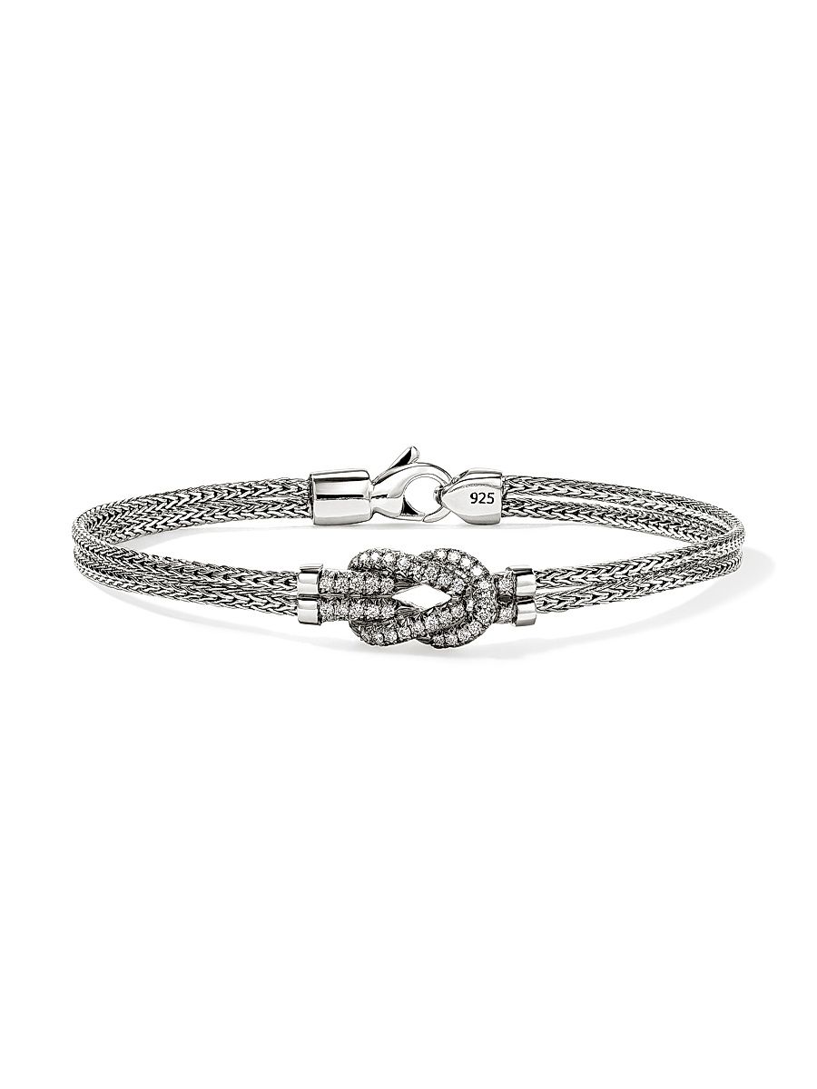 Women's Love Knot Sterling Silver & 0.30 TCW Diamond Bracelet - Silver - Size Large