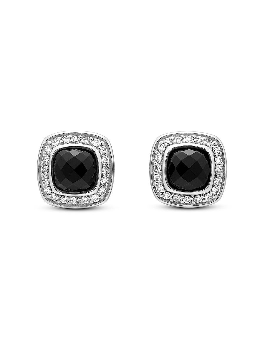 Women's Petite Albion Stud Earrings in Sterling Silver - Black Onyx