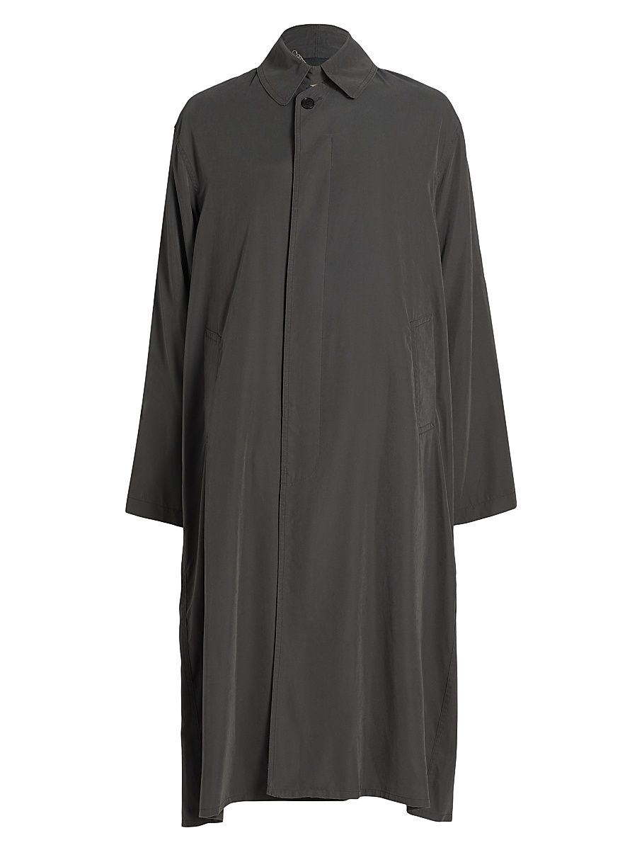 Women's Concealed Placket Trench Coat - Dark Grey - Size 4