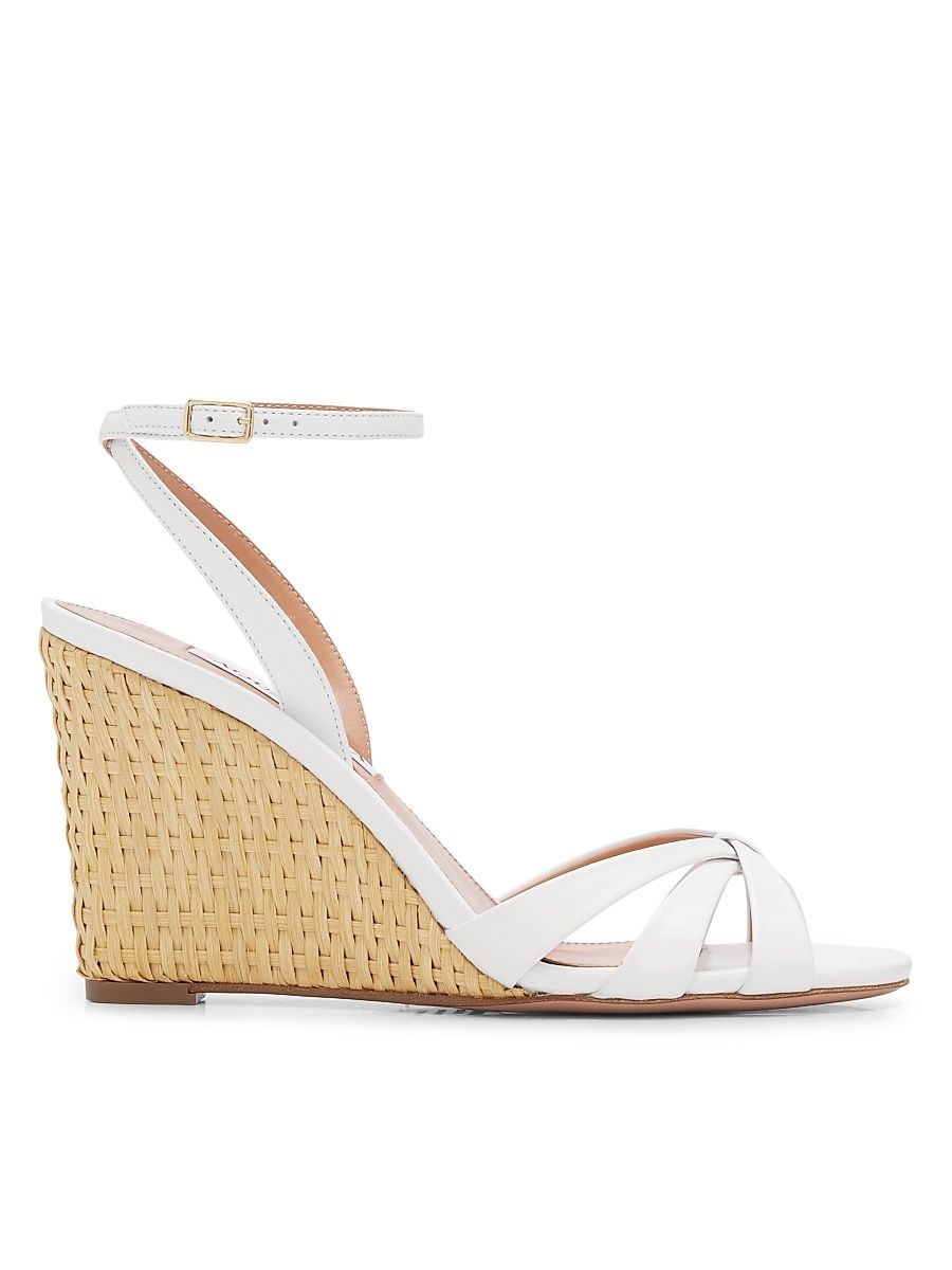 Women's Tati 85MM Leather Espadrille Wedge Sandals - White - Size 12