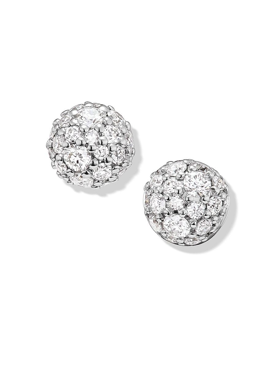 Women's Petite Pavé Stud Earrings in 18K Yellow Gold - Diamond