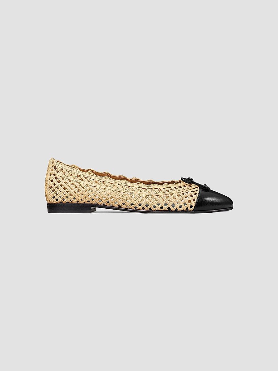 Tory Burch Women's Woven Leather-Blend Ballet Flats - Natural - Size 5