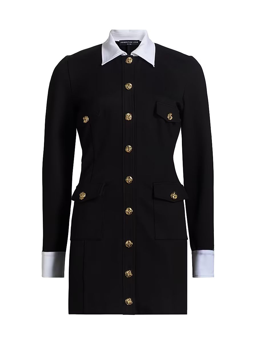 Women's Kendall Ponte A-Line Minidress - Black White - Size Large