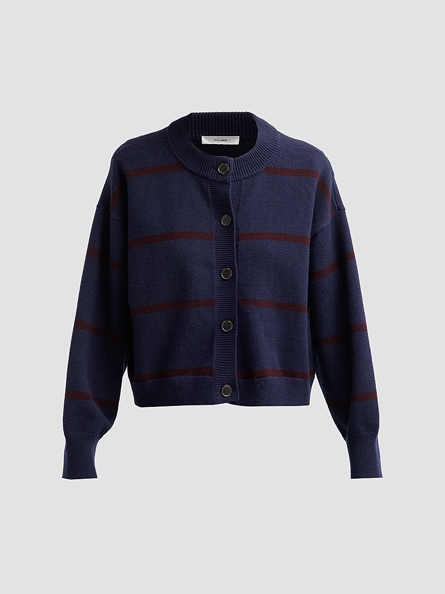 Women's The Easy Femme Striped Cardigan - Navy Stripe - Size XL