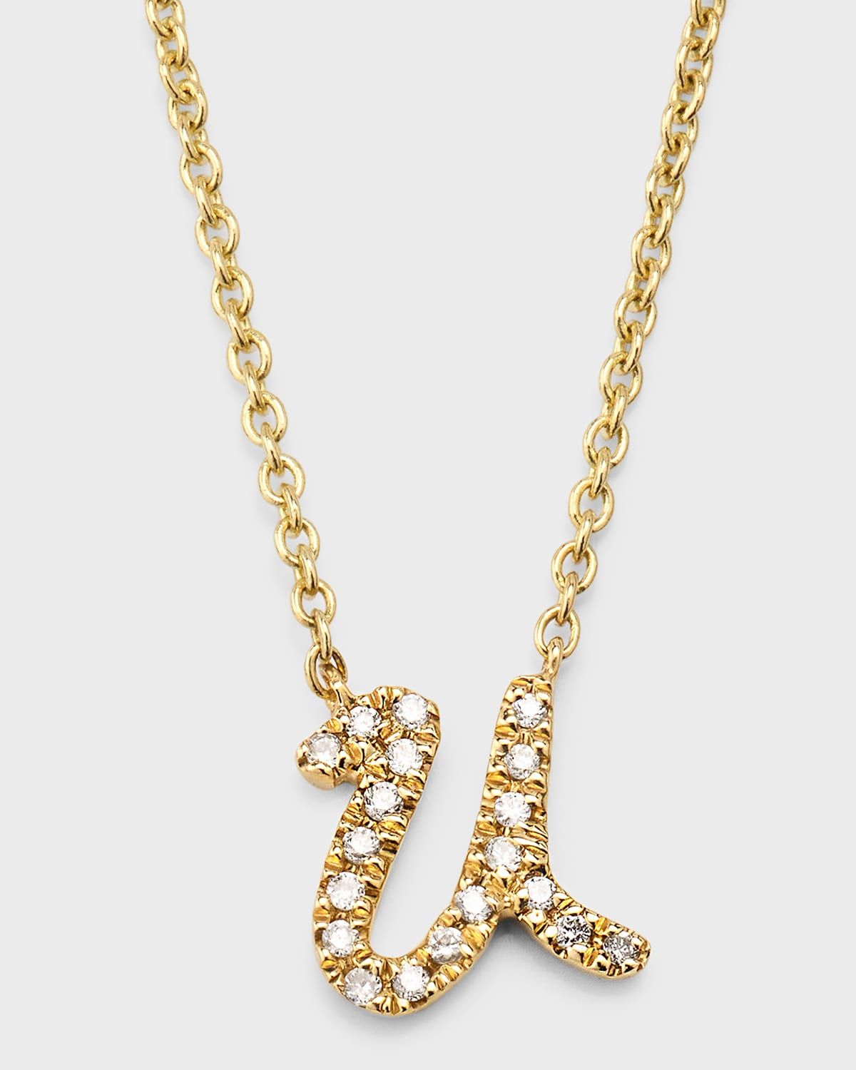 14k Diamond Pave Initial Necklace