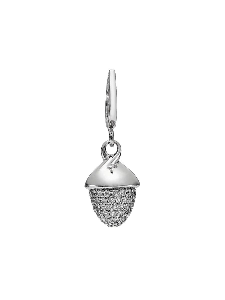 Women's Mikado Flamenco 18K White Gold & Diamond Pavé Acorn Pendant - White Gold