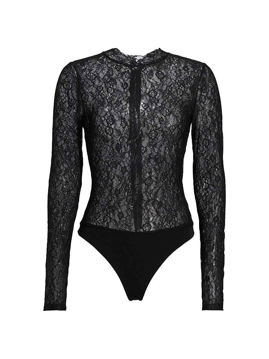 Women's Taeyn Lace Crewneck Bodysuit - Black - Size XL