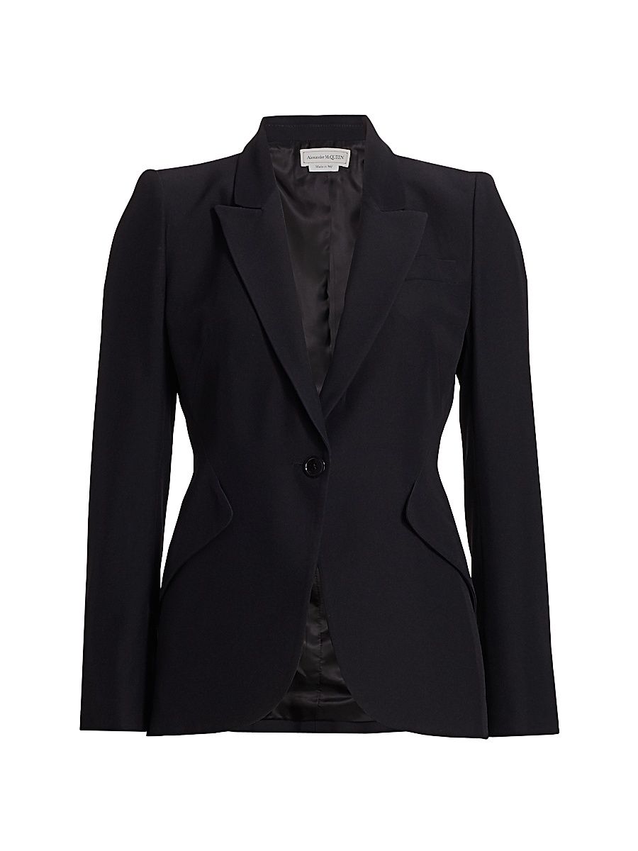 Women's Tailored Peak-Lapel Jacket - Black - Size 14