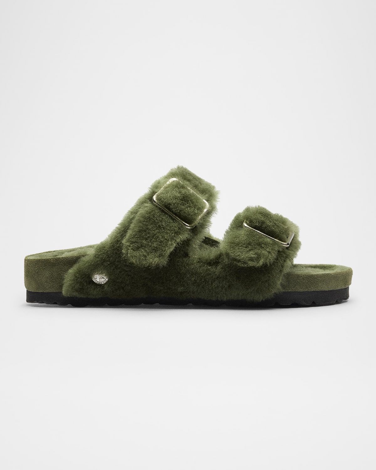 Arizona Shearling Dual-Buckle Slide Sandals