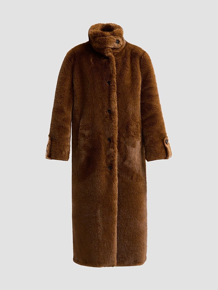 Women's Gia Faux Fur Coat - Camel - Size Large