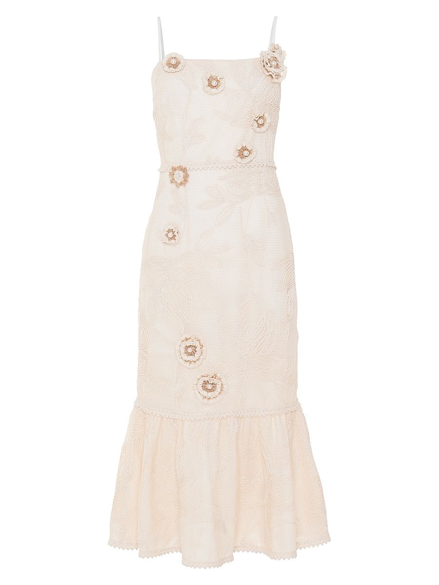 Women's Joy Lace Midi-Dress - Off White - Size 8