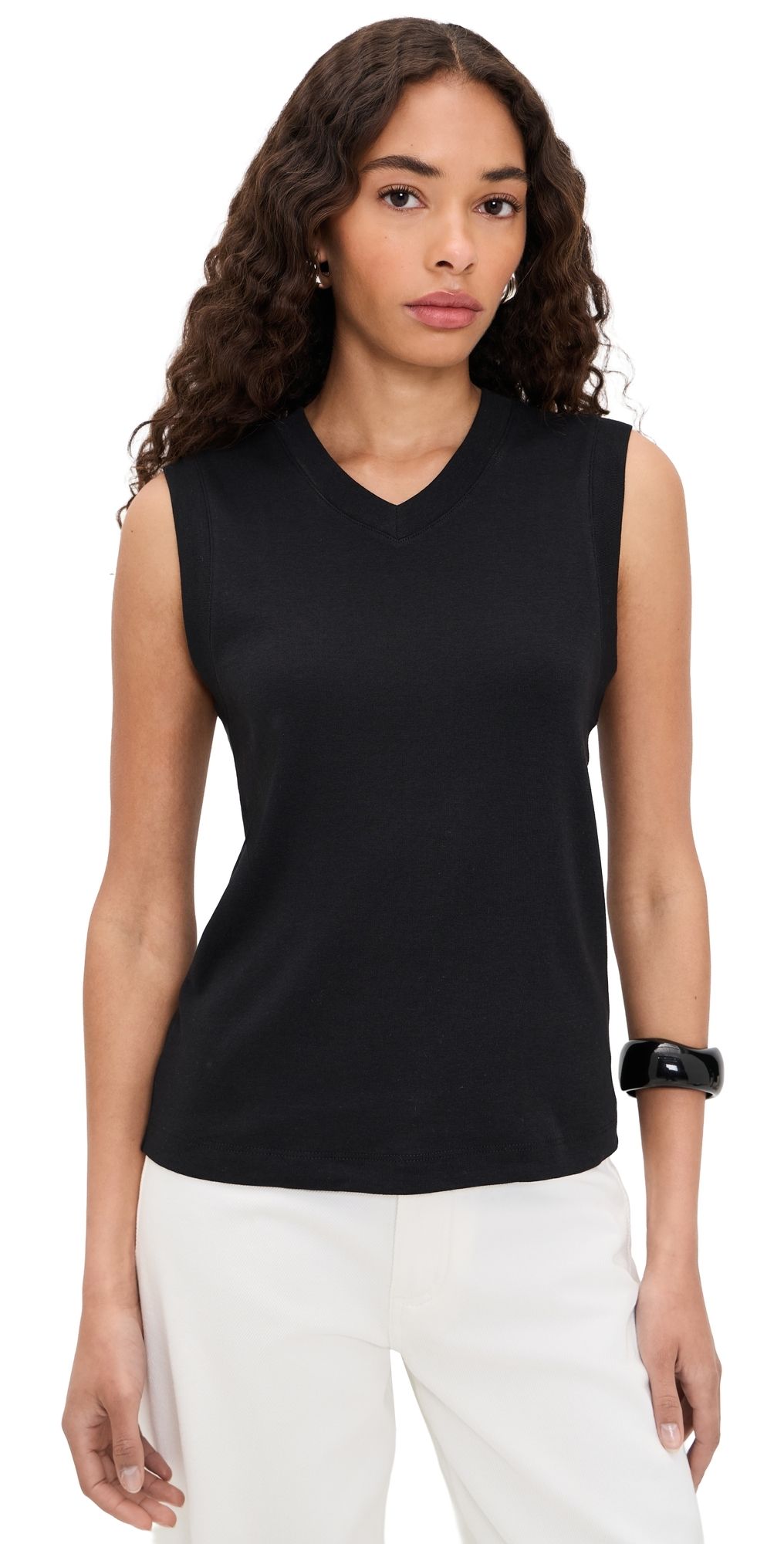 Vince High V Shell Tank Black S