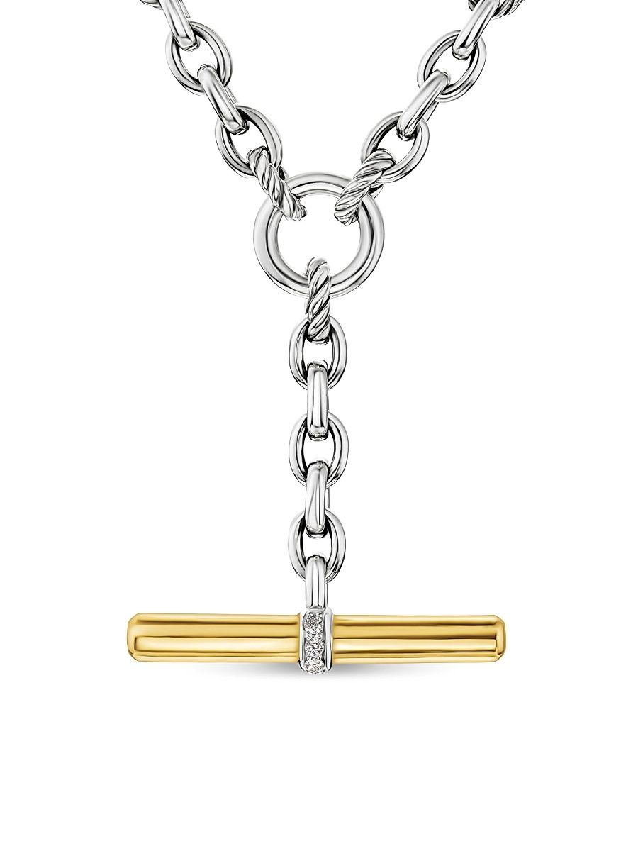 Women's DY Mercer Petite Toggle Chain Necklace in Sterling Silver - Diamond - Size 18
