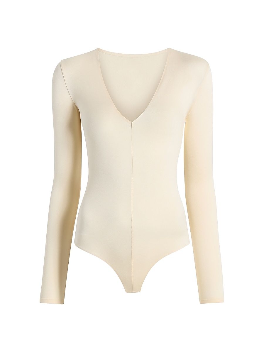 Women's Prima Ballet Deep V Bodysuit - Ivory