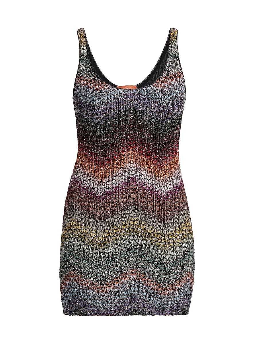 Women's Sequin Wefted Loom Knit Minidress - Dark Multi - Size 6