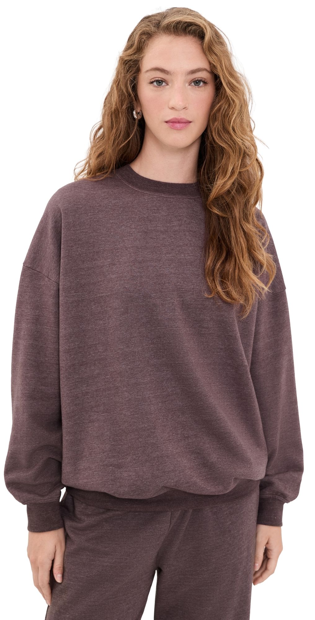 Year of Ours Crew Neck Sweatshirt Maroon XS