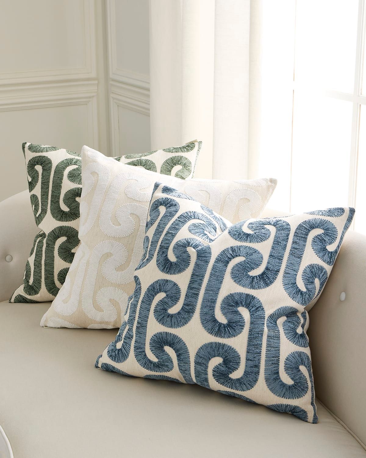 Hathaway Embroidered Pillow, 24" Square