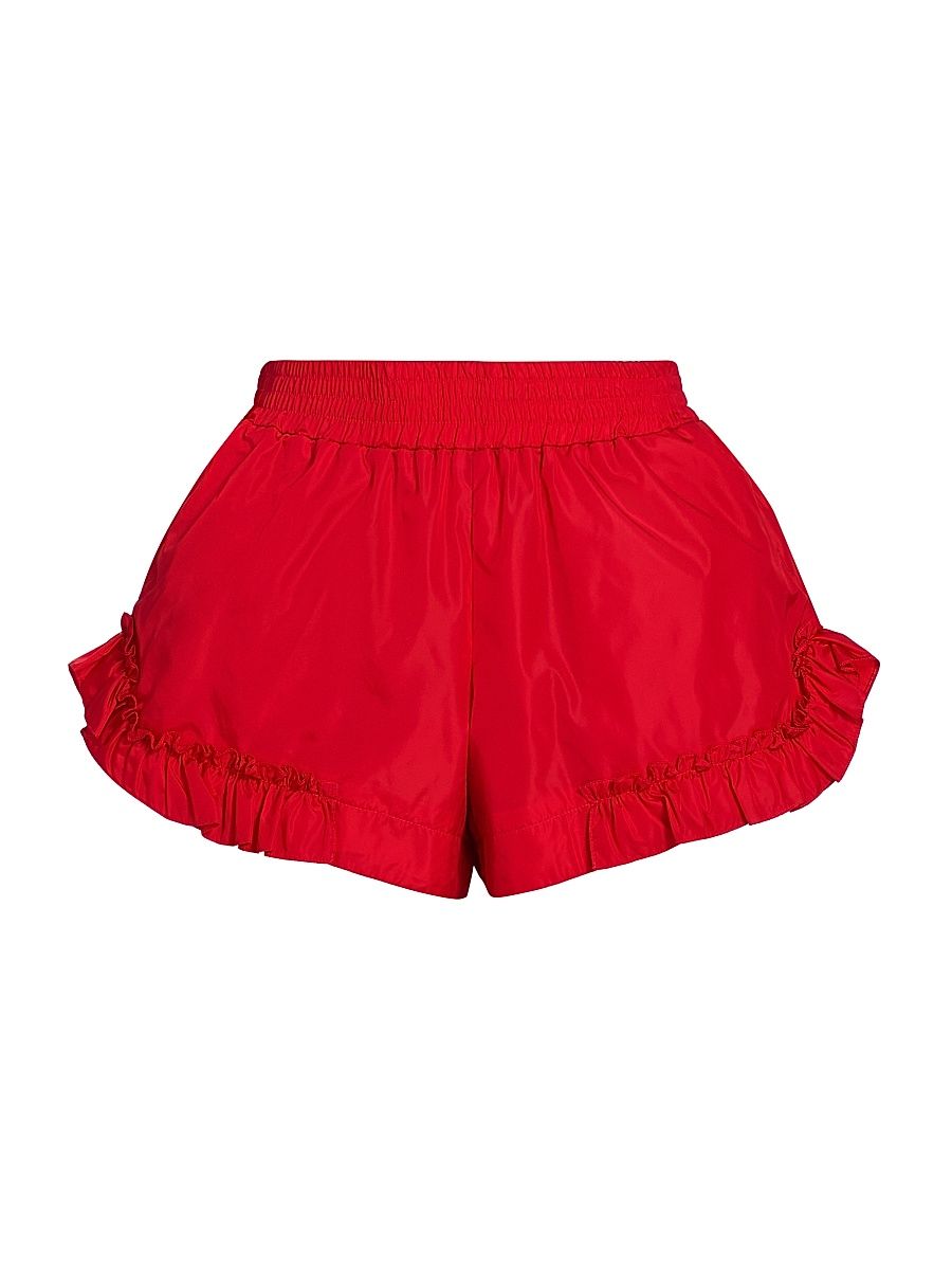 Women's Frill Track Shorts - Red - Size 8